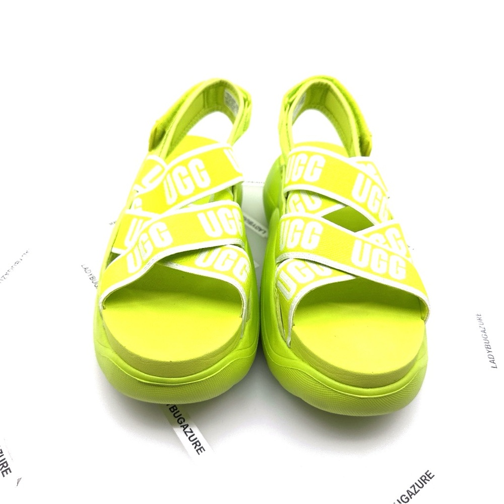 Like Mew UGG Women’s Neon Yellow Strap Sandals Size 8